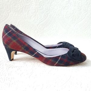 Johnston & Murphy Anita Plaid Bow Kitten Heels